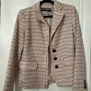 Karl Lagerfeld Paris Collar tweed blazer with fringe